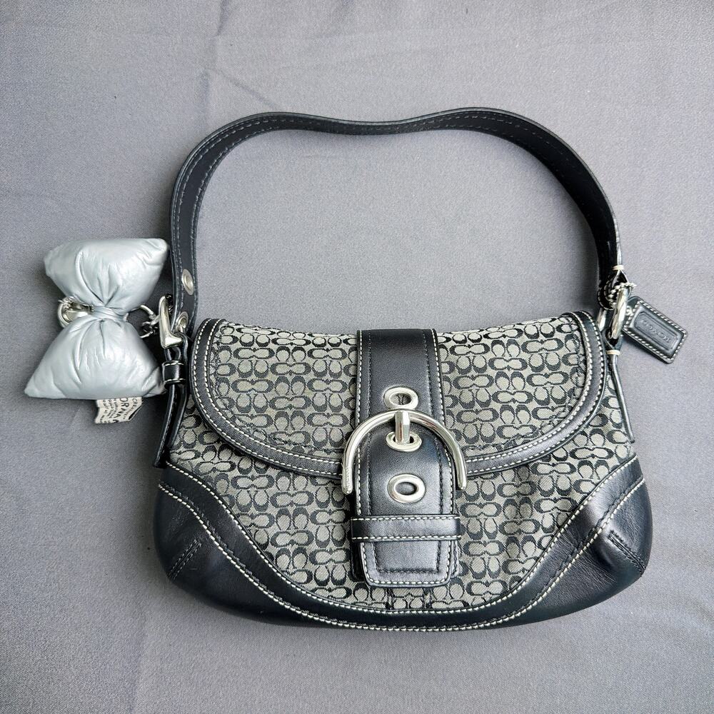 Coach Vintage Soho Black Canvas Leather Shoulder Bag F10925
